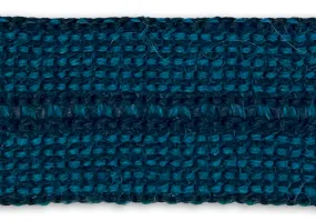 1 1/8" Teal Green & Black Braided Fold-Over Wool Trim (Made in Japan)