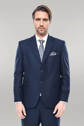 2 Buttons 2 Piece Navy Blue Men Suit - Wessi