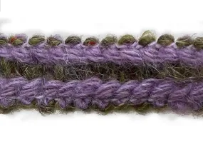 3/4" Soft Lavender & Moss Wool Braided Trim (Made in France)