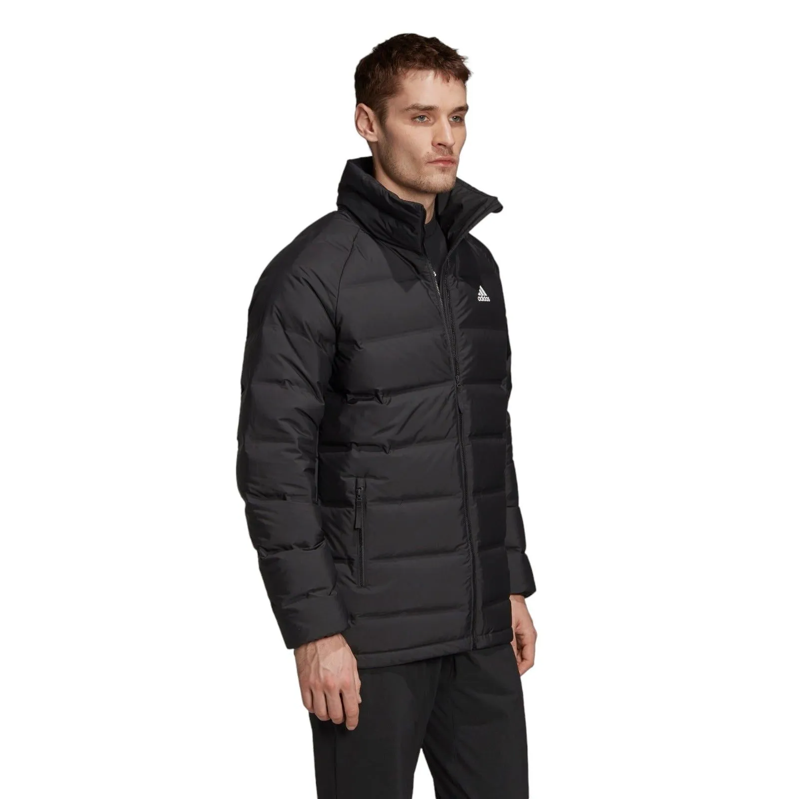 adidas Helionic Mid-Length Mens Down Jacket Winter Padded Coat - Black