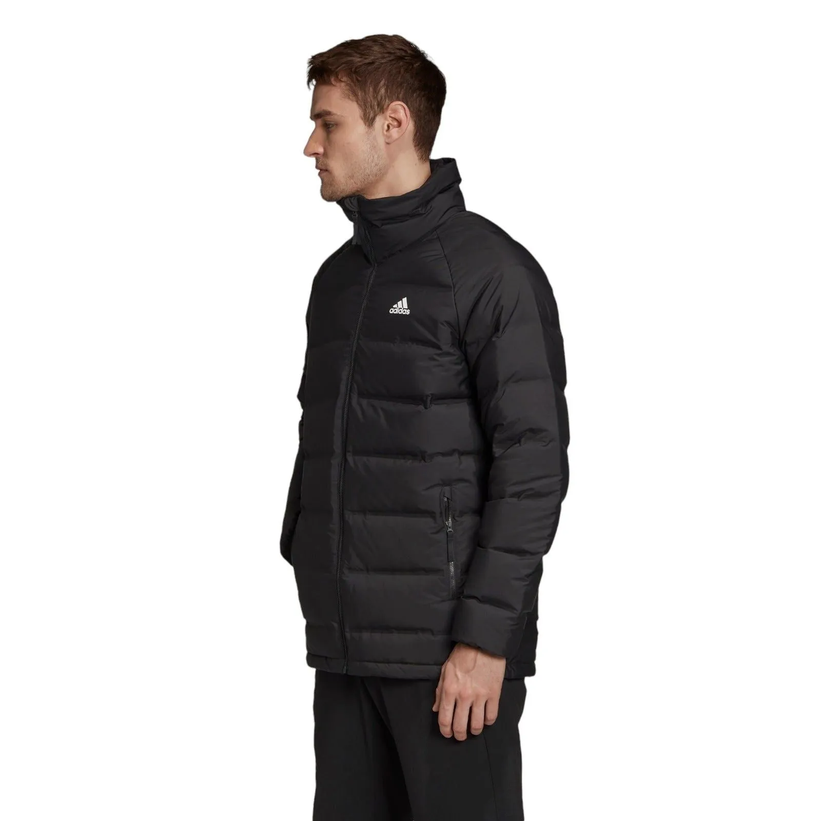 adidas Helionic Mid-Length Mens Down Jacket Winter Padded Coat - Black