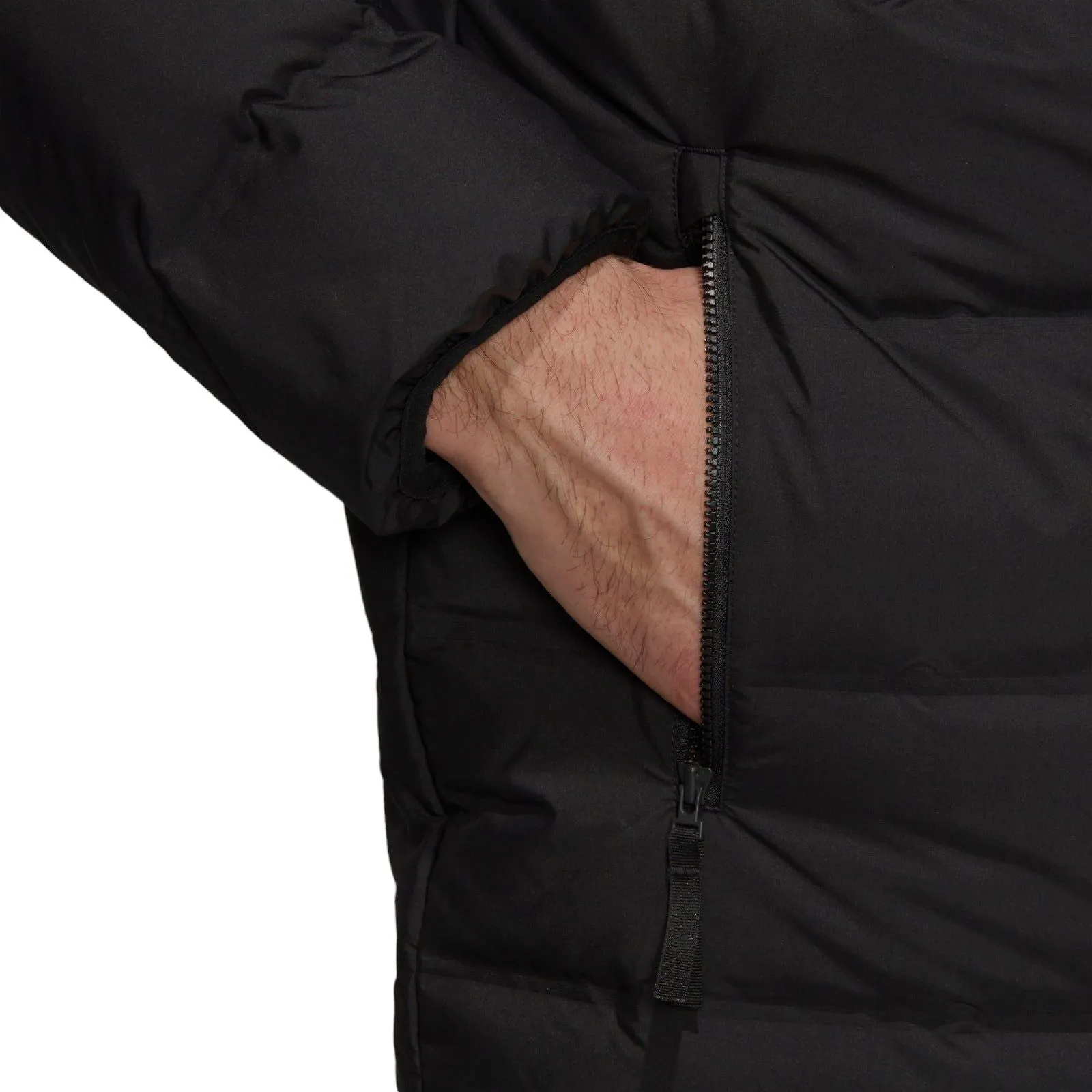 adidas Helionic Mid-Length Mens Down Jacket Winter Padded Coat - Black