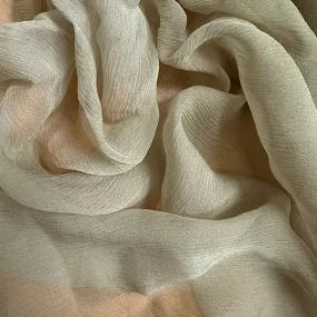 Beige Crinkled Silk Chiffon Fabric