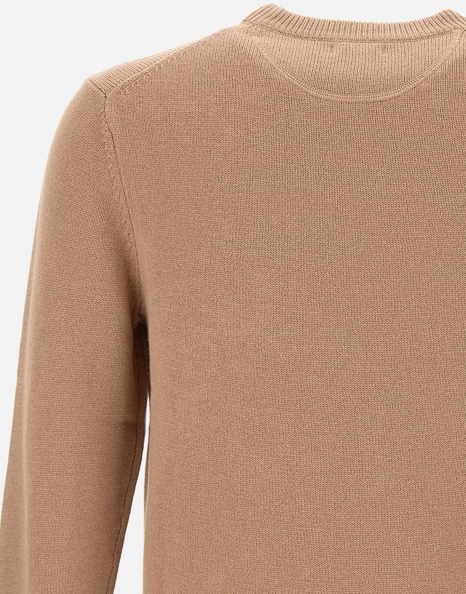 Beige Wool and Cashmere Crew Neck Sweater