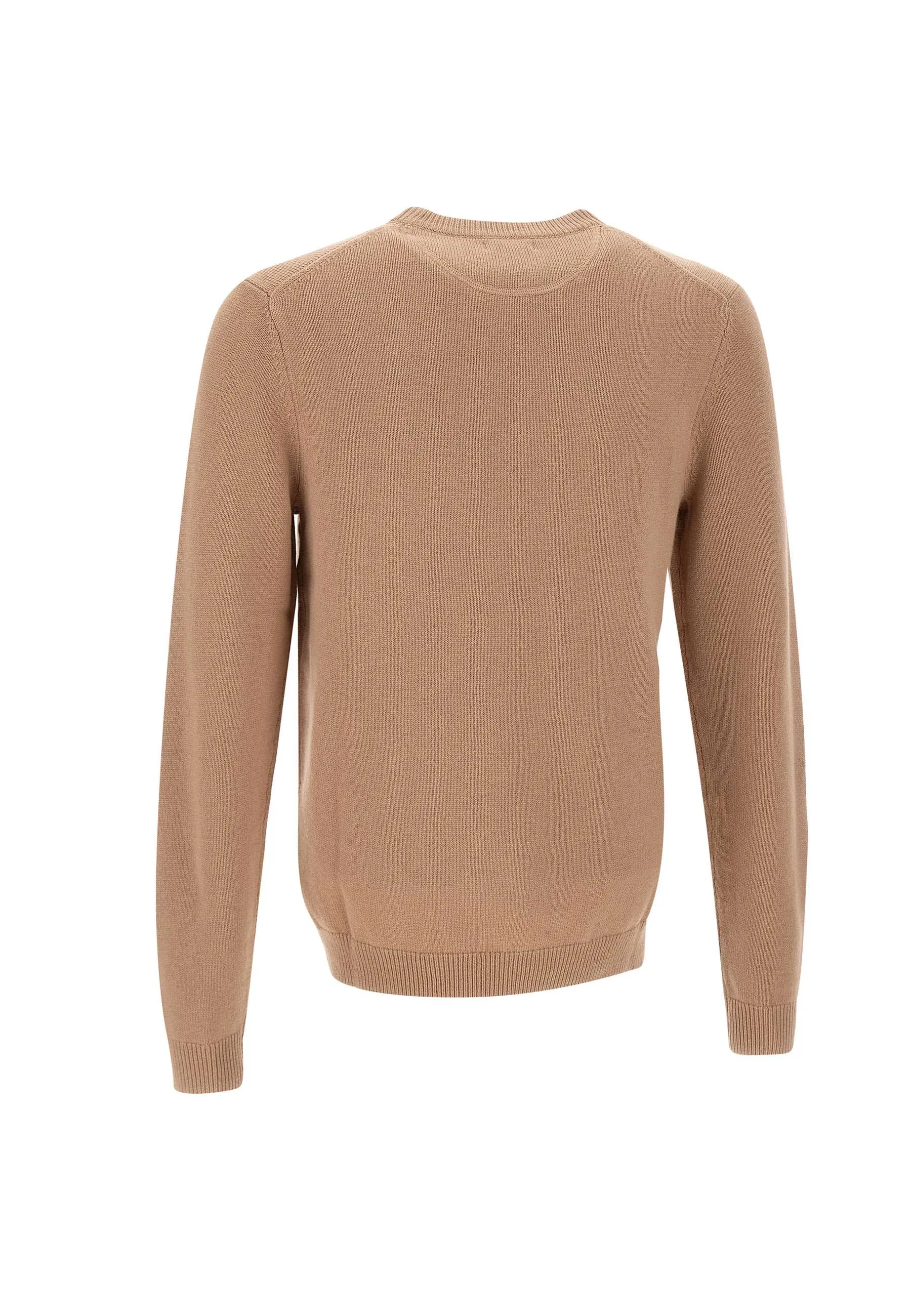 Beige Wool and Cashmere Crew Neck Sweater