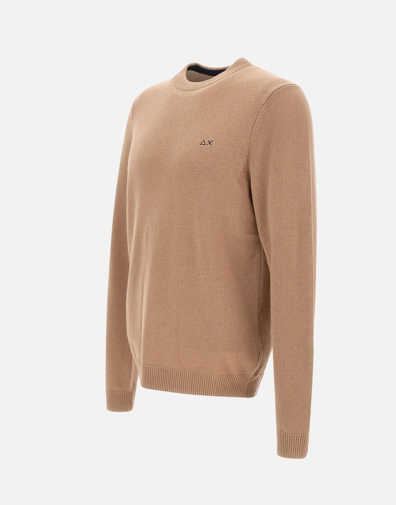 Beige Wool and Cashmere Crew Neck Sweater