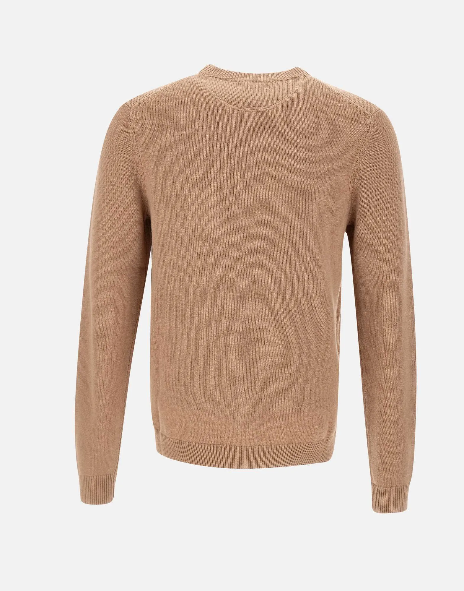 Beige Wool and Cashmere Crew Neck Sweater