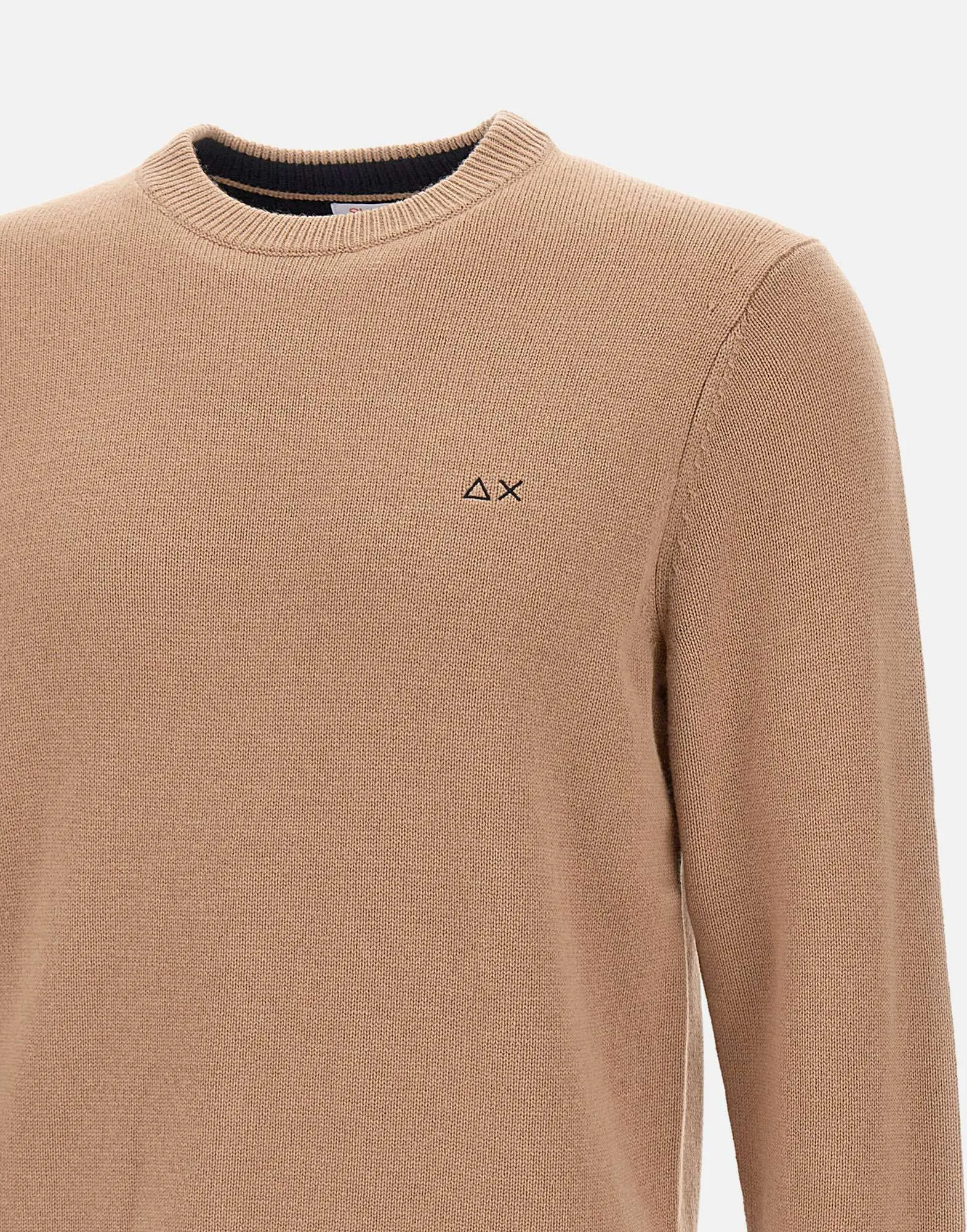 Beige Wool and Cashmere Crew Neck Sweater