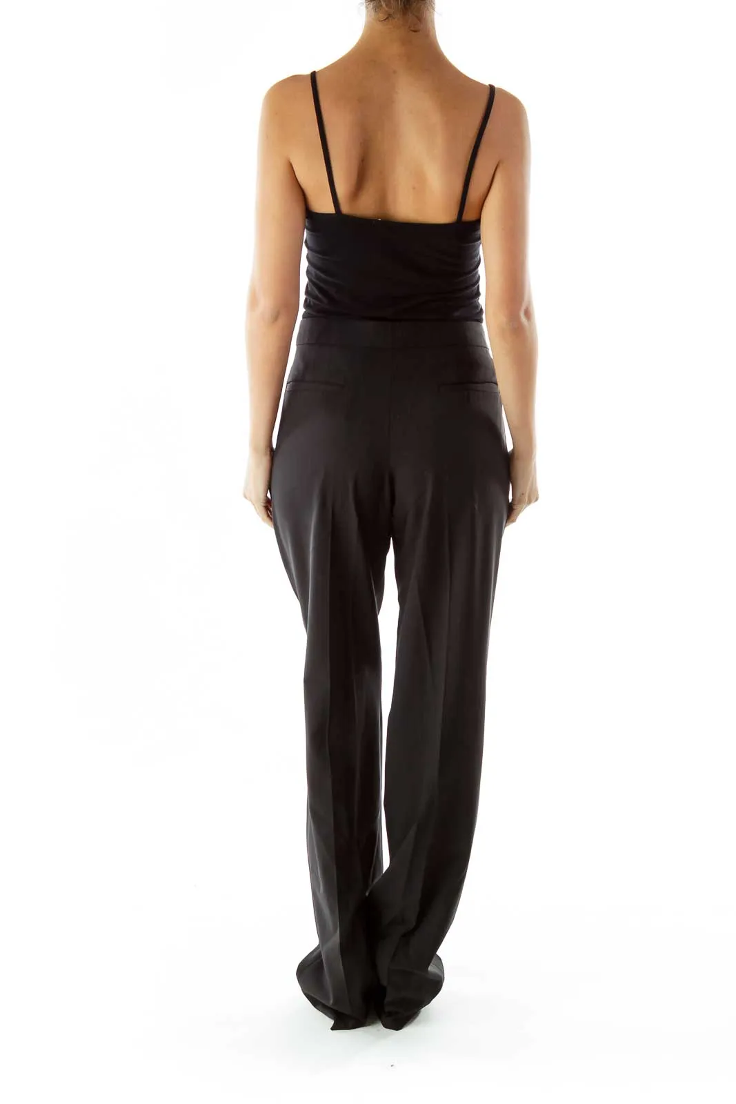 Black Pocketed Straight-Leg Pants