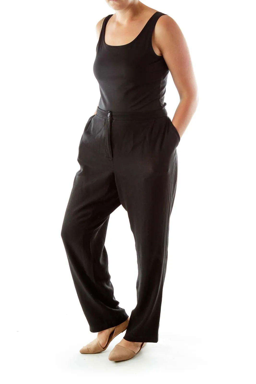 Black Straight Leg Slacks