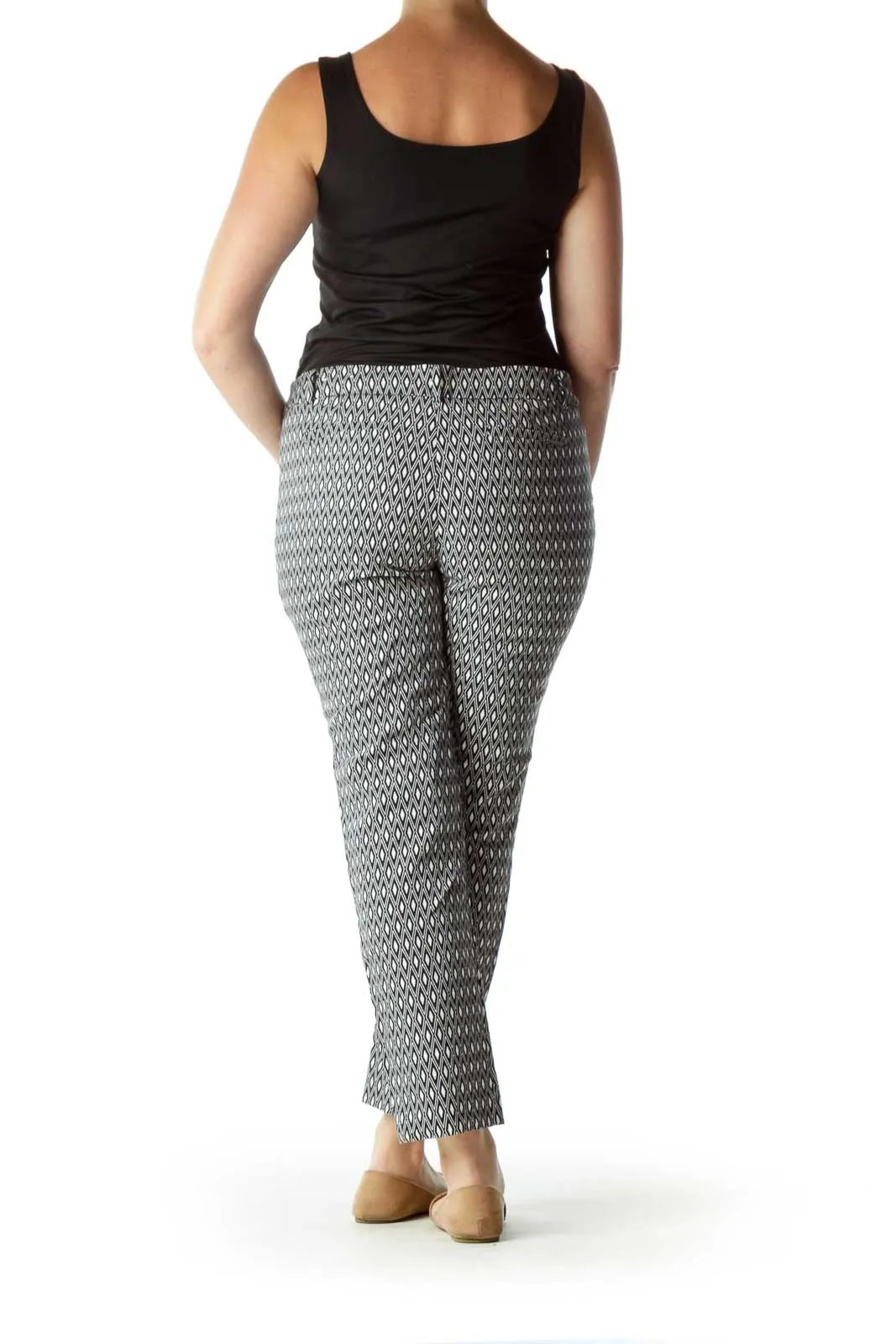 Black White Printed Straight Leg Pants