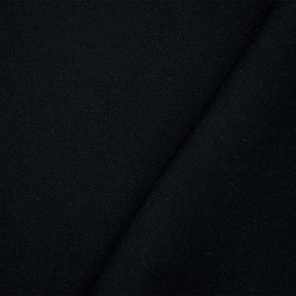 Black Wool-Cotton Solid Twill Jacketing Woven Fabric