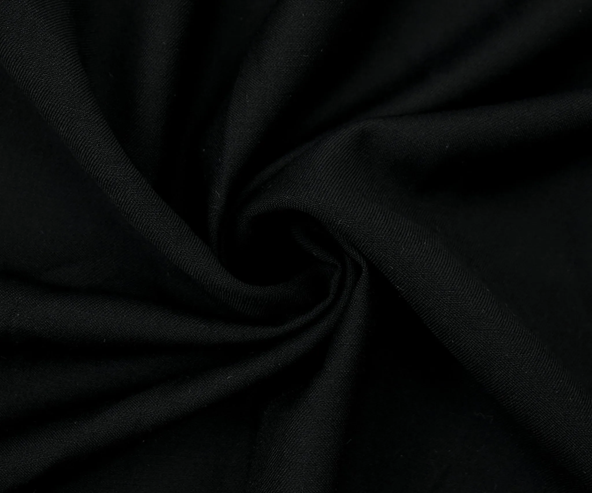 Black Wool Solid Twill Suiting Fabric