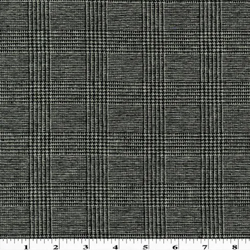 Black/White Wool Blend Stretch Glen Plaid Jacketing Fabric