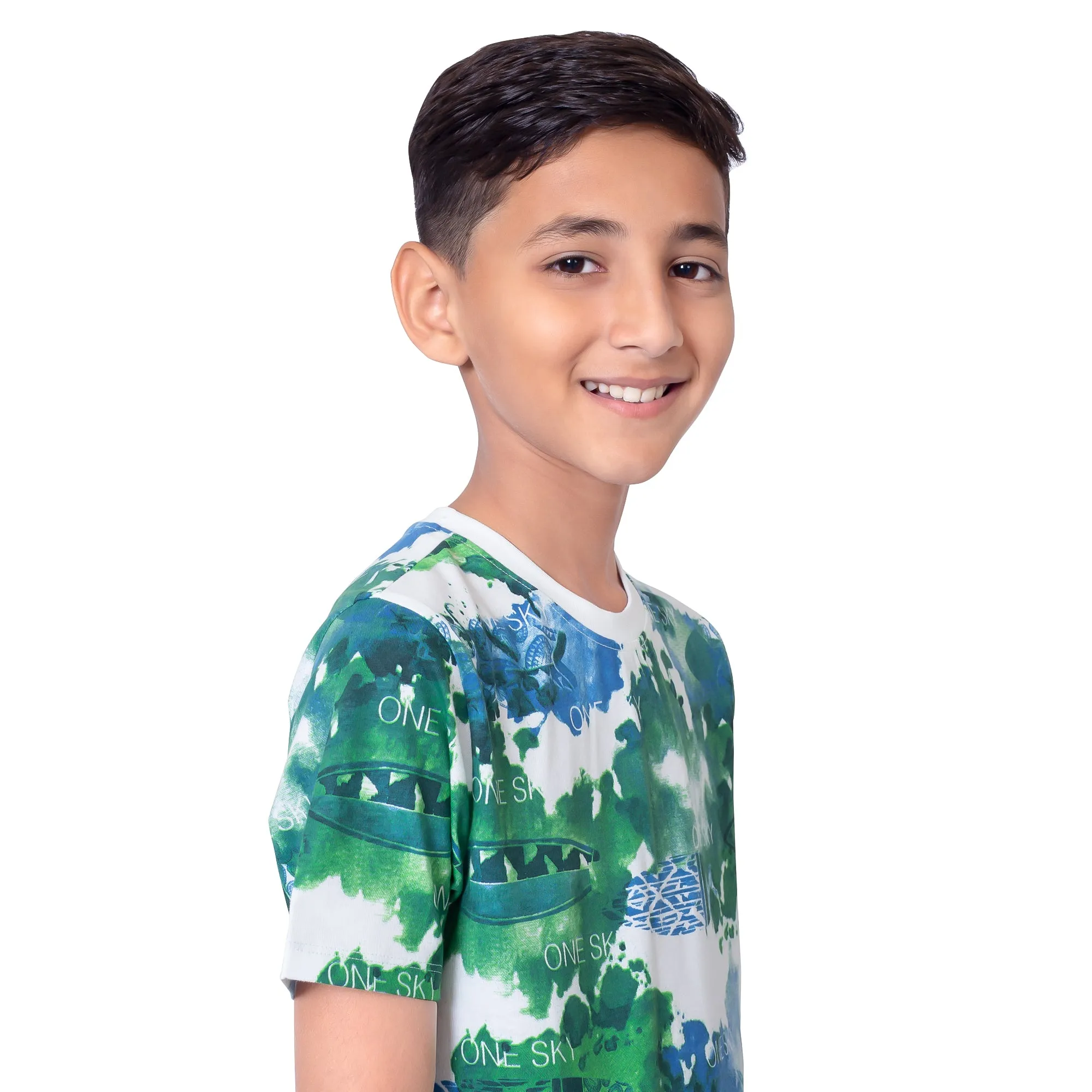 Boy White Round Neck T-Shirt