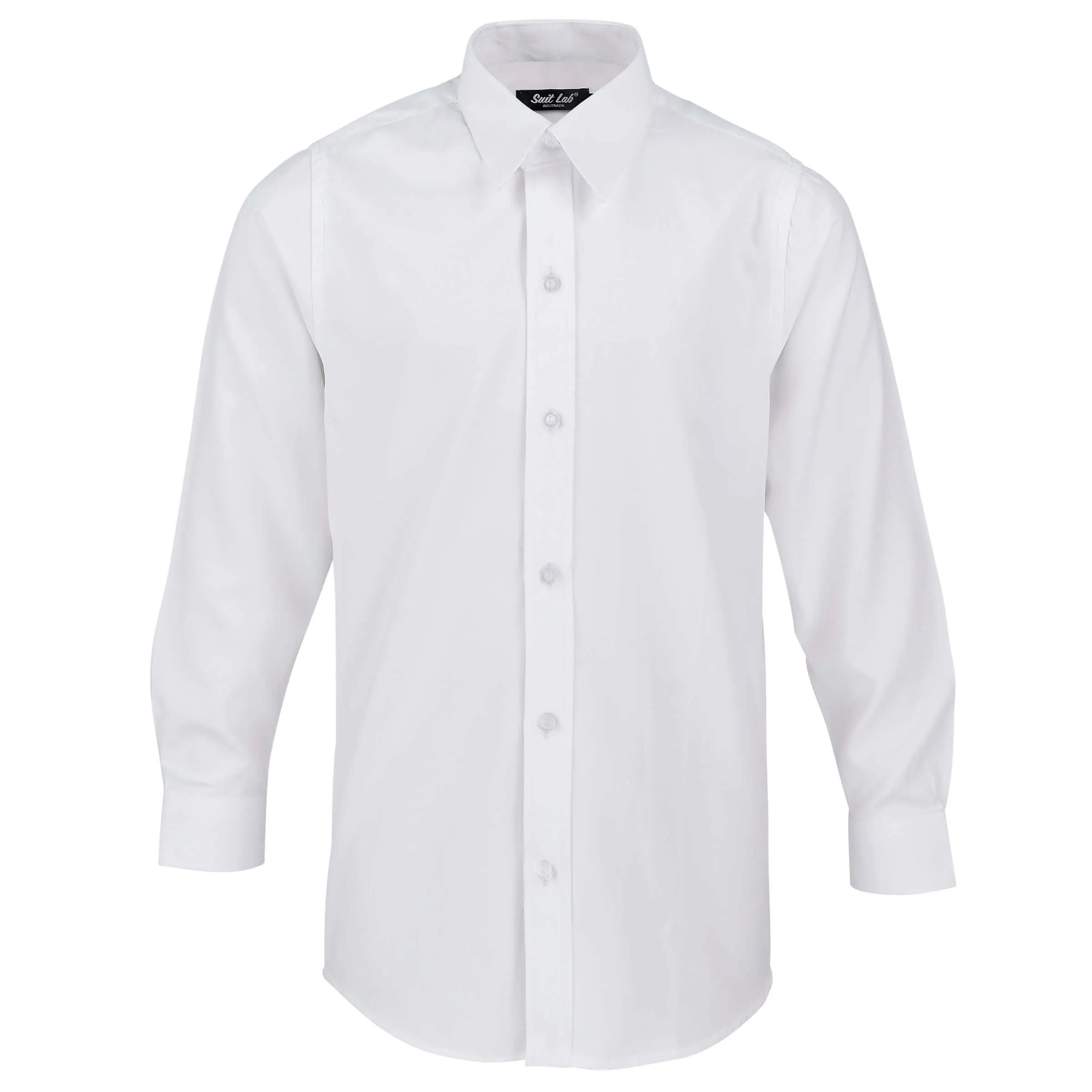 Boys White Textured Formal Shirt with White Buttons