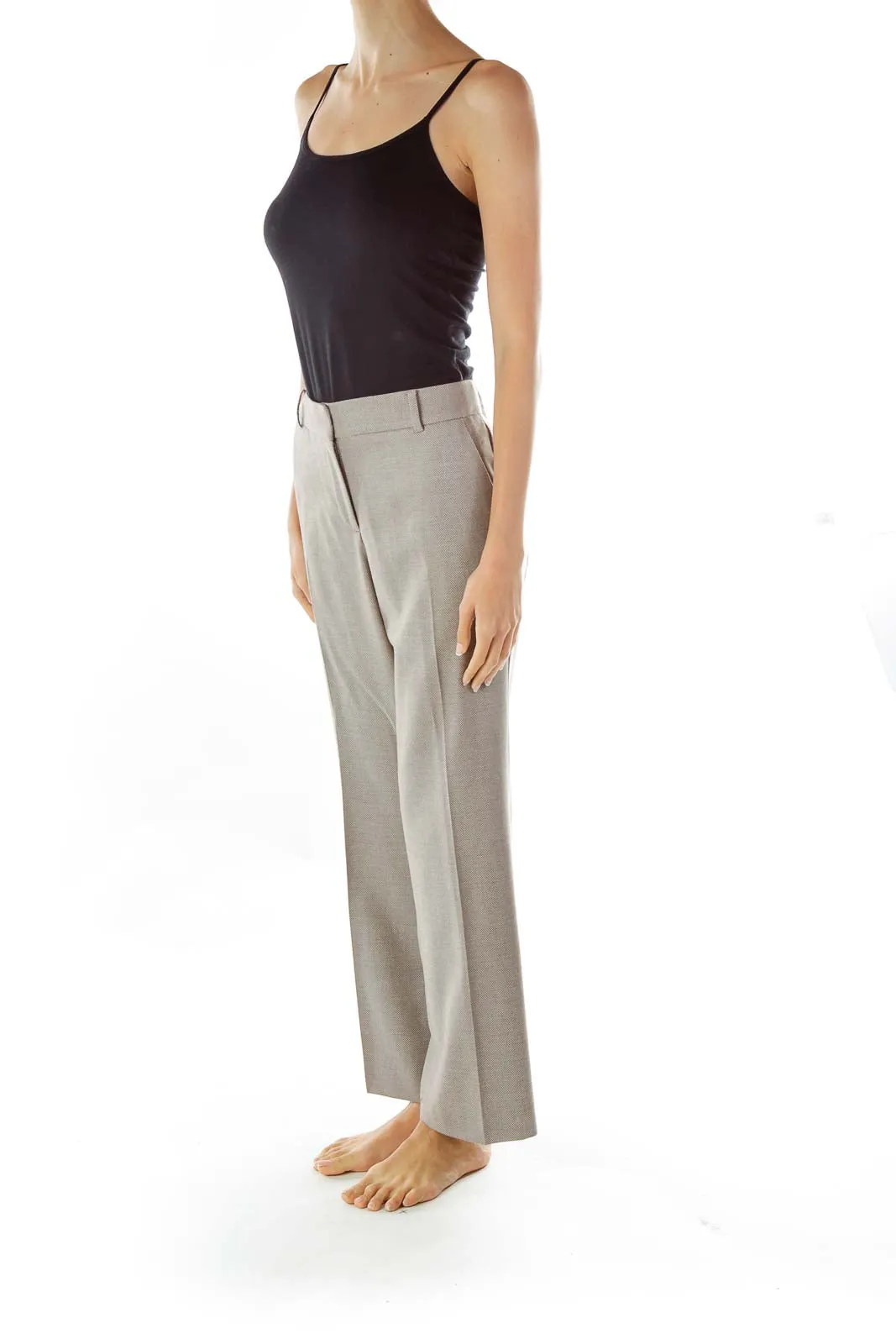 Brown Woven Straight-Leg Pants