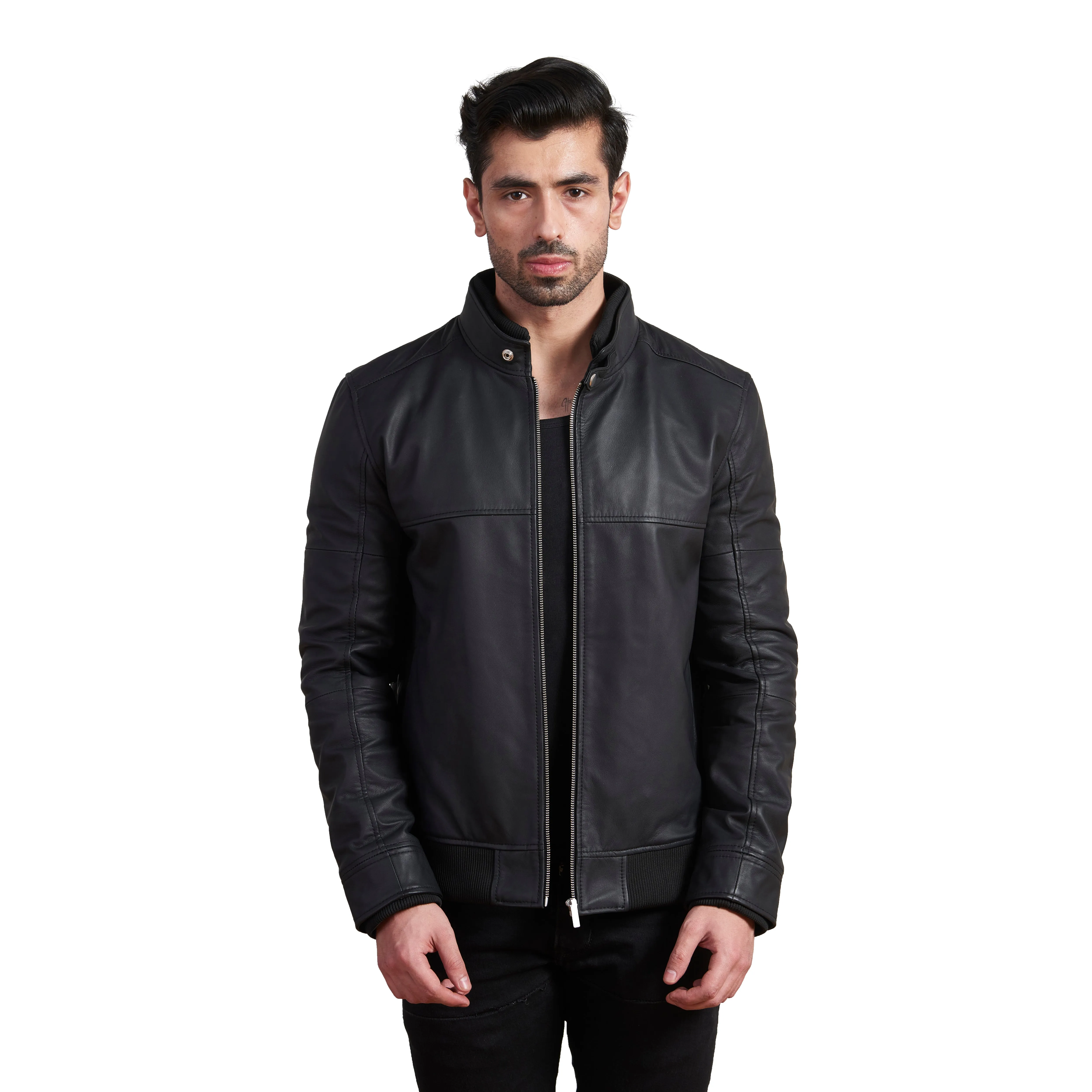 Carmine Ribs Leather Jackets