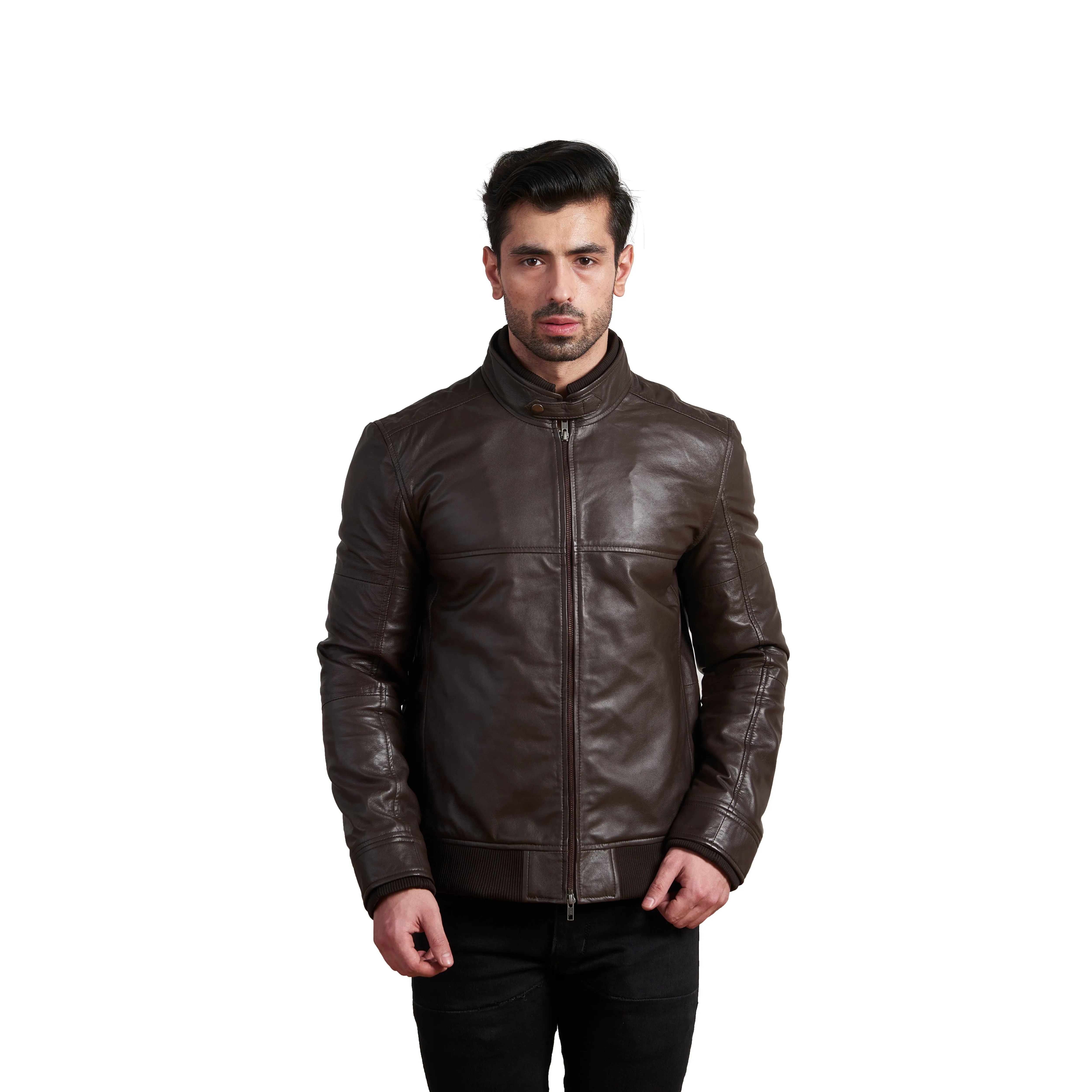 Carmine Ribs Leather Jackets