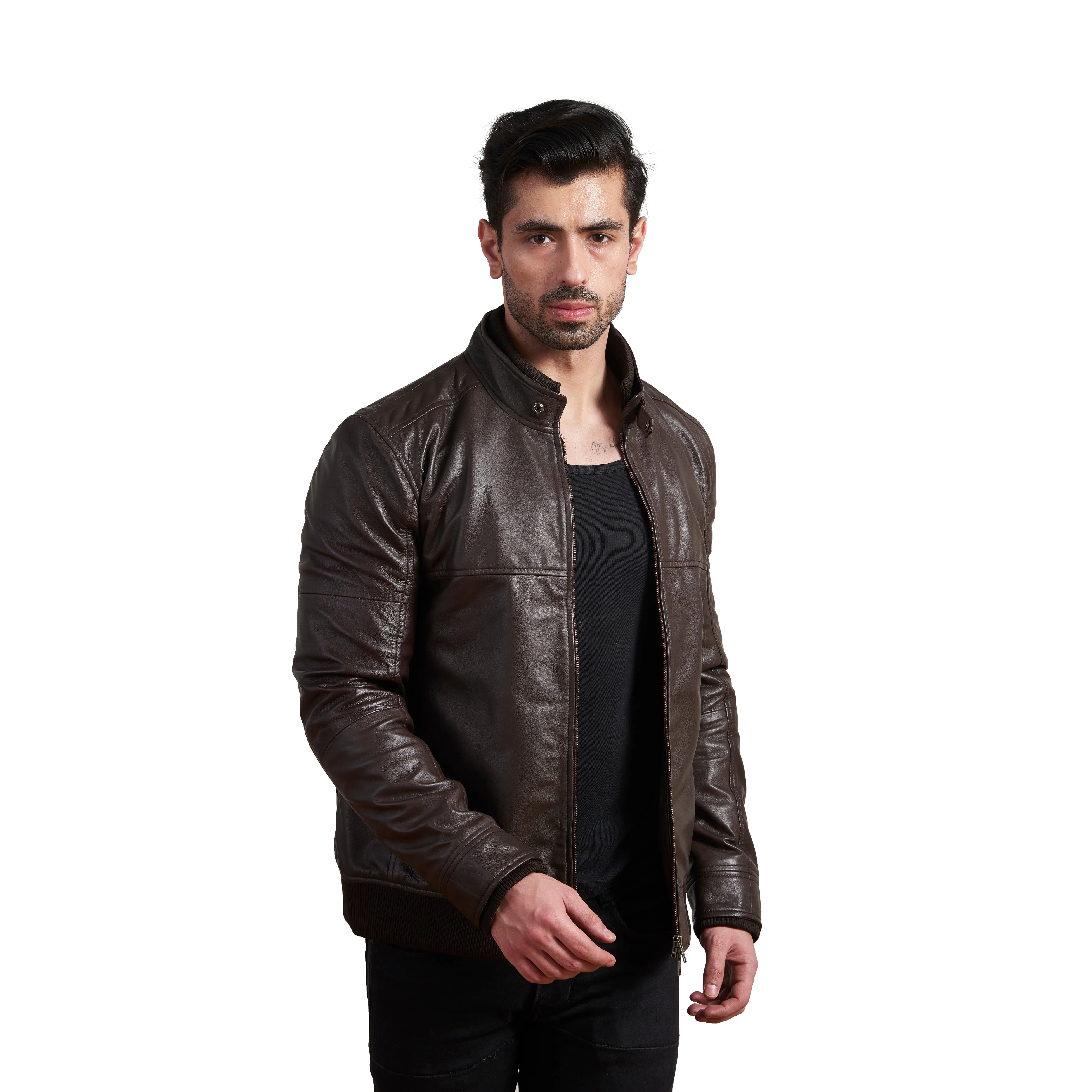 Carmine Ribs Leather Jackets