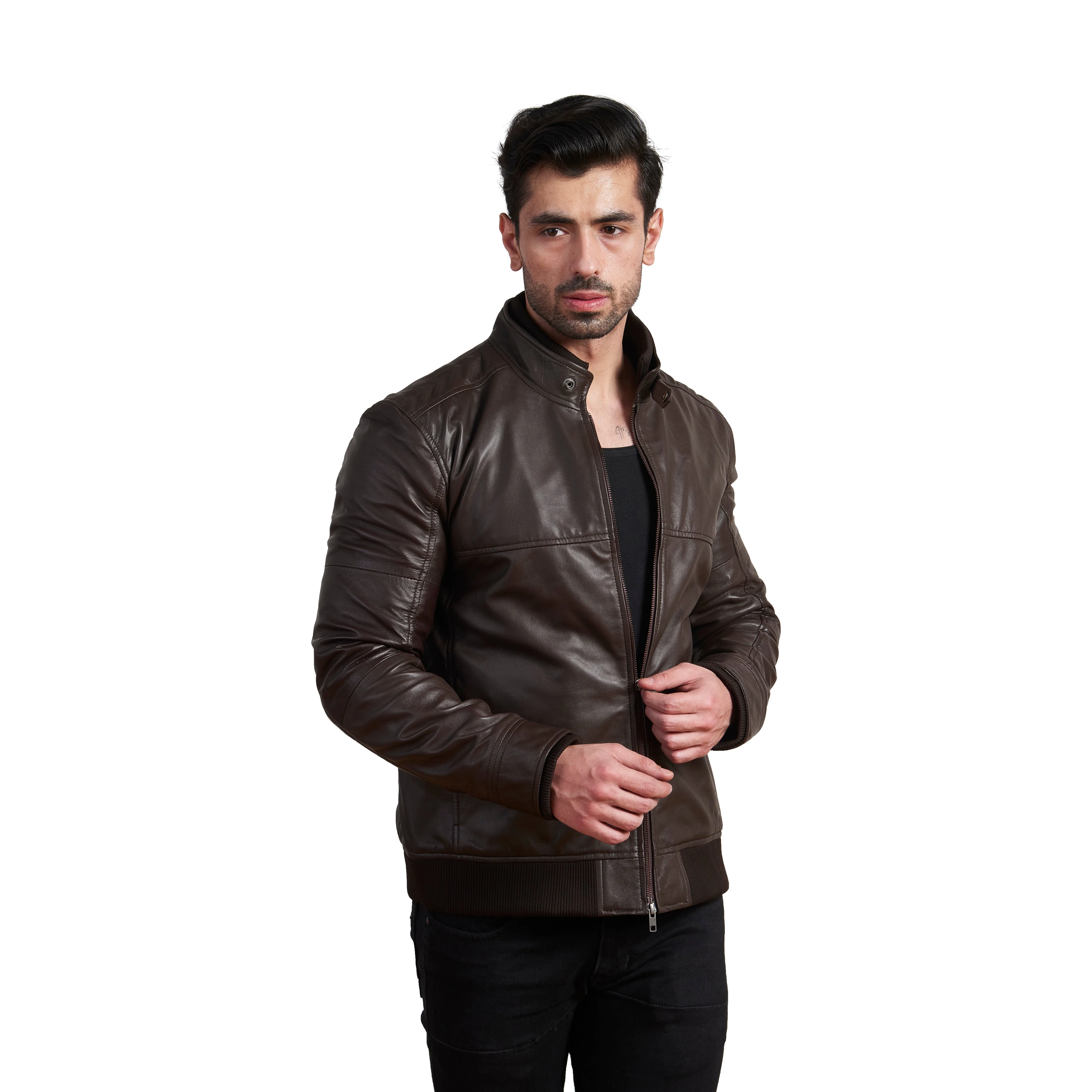 Carmine Ribs Leather Jackets