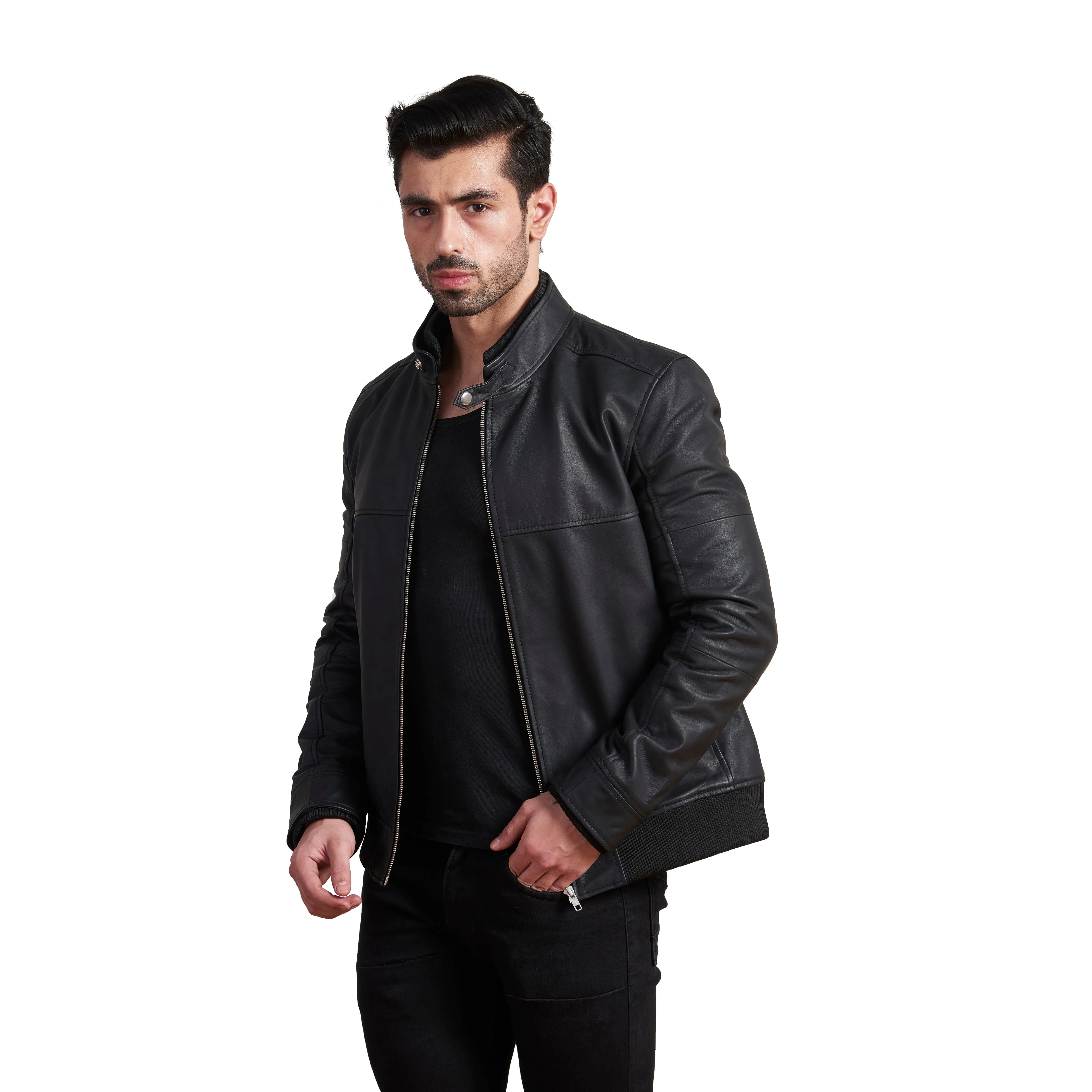 Carmine Ribs Leather Jackets