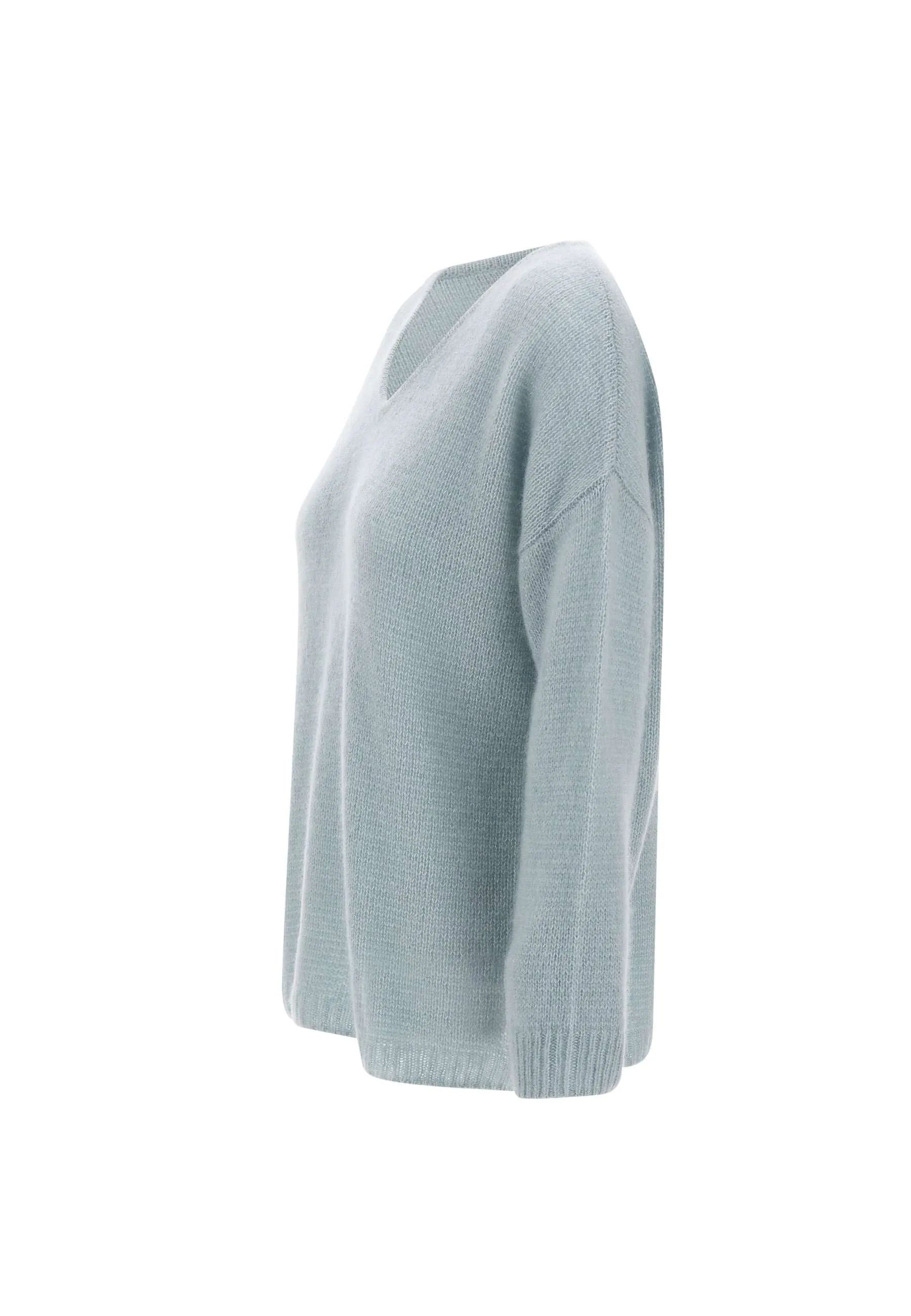 Cashmere Silk V-Neck Sweater in Blue