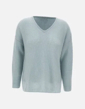 Cashmere Silk V-Neck Sweater in Blue