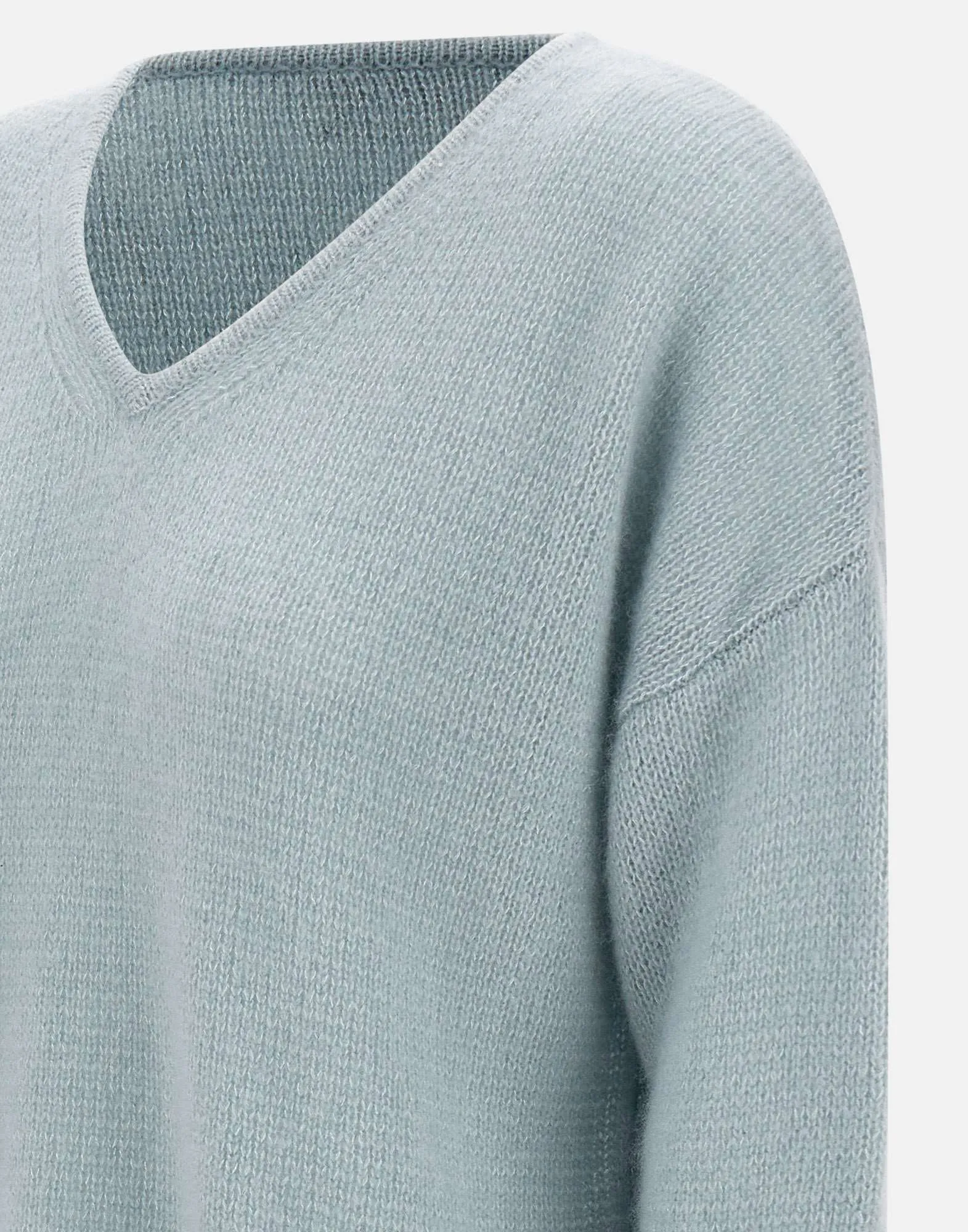 Cashmere Silk V-Neck Sweater in Blue