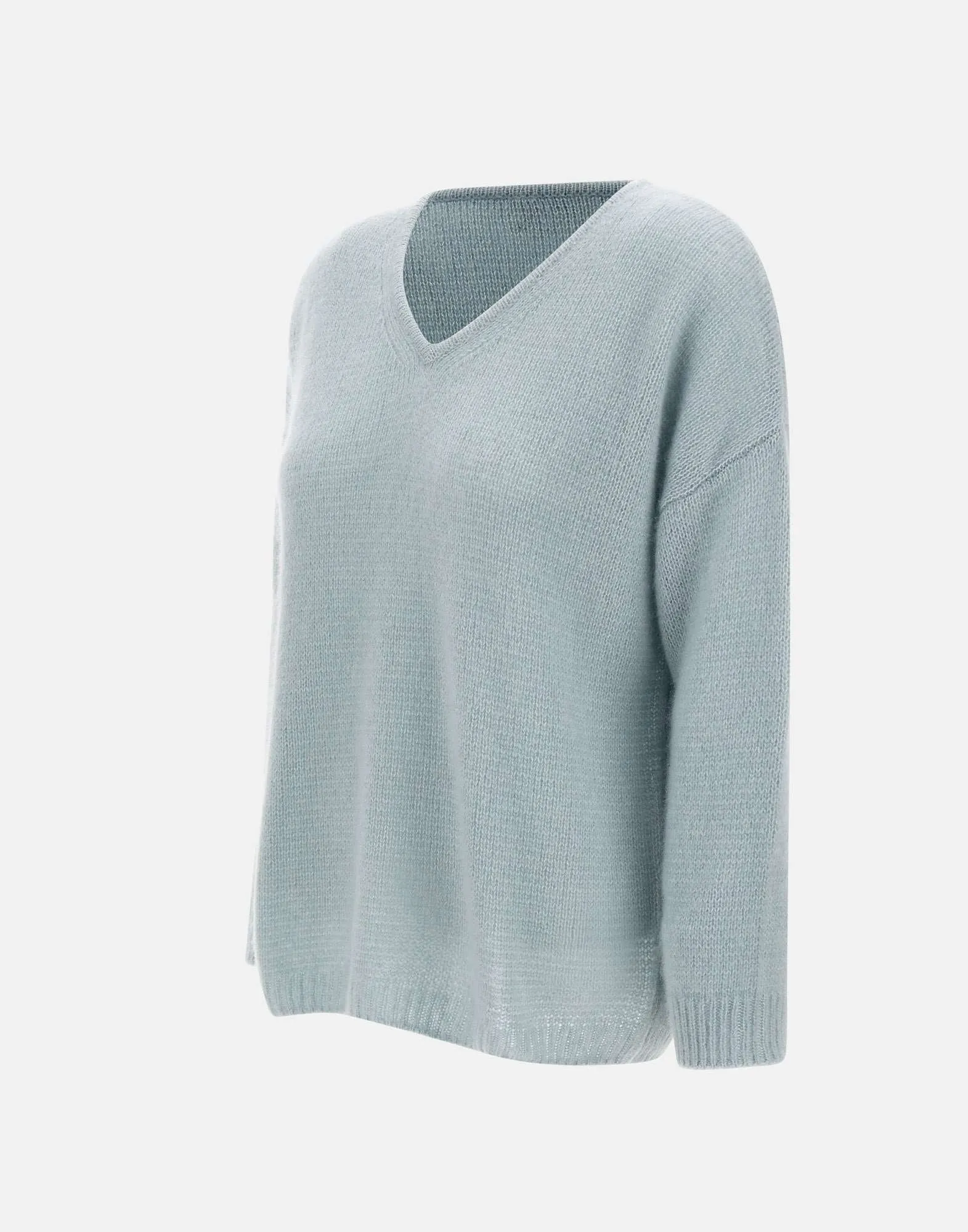 Cashmere Silk V-Neck Sweater in Blue