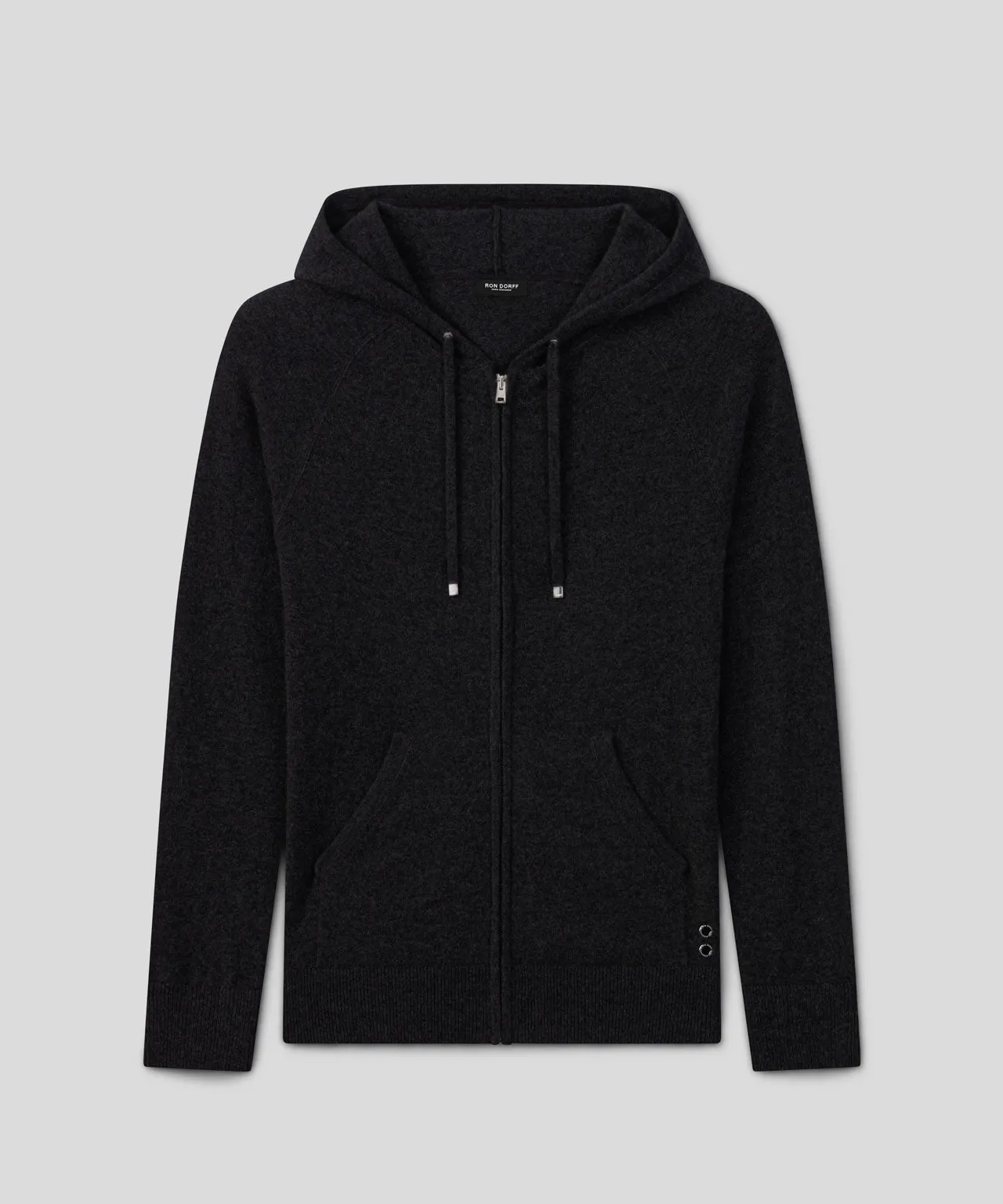 Cashmere Zipped Hoodie: Black