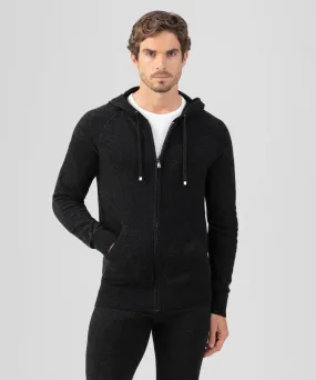 Cashmere Zipped Hoodie: Black