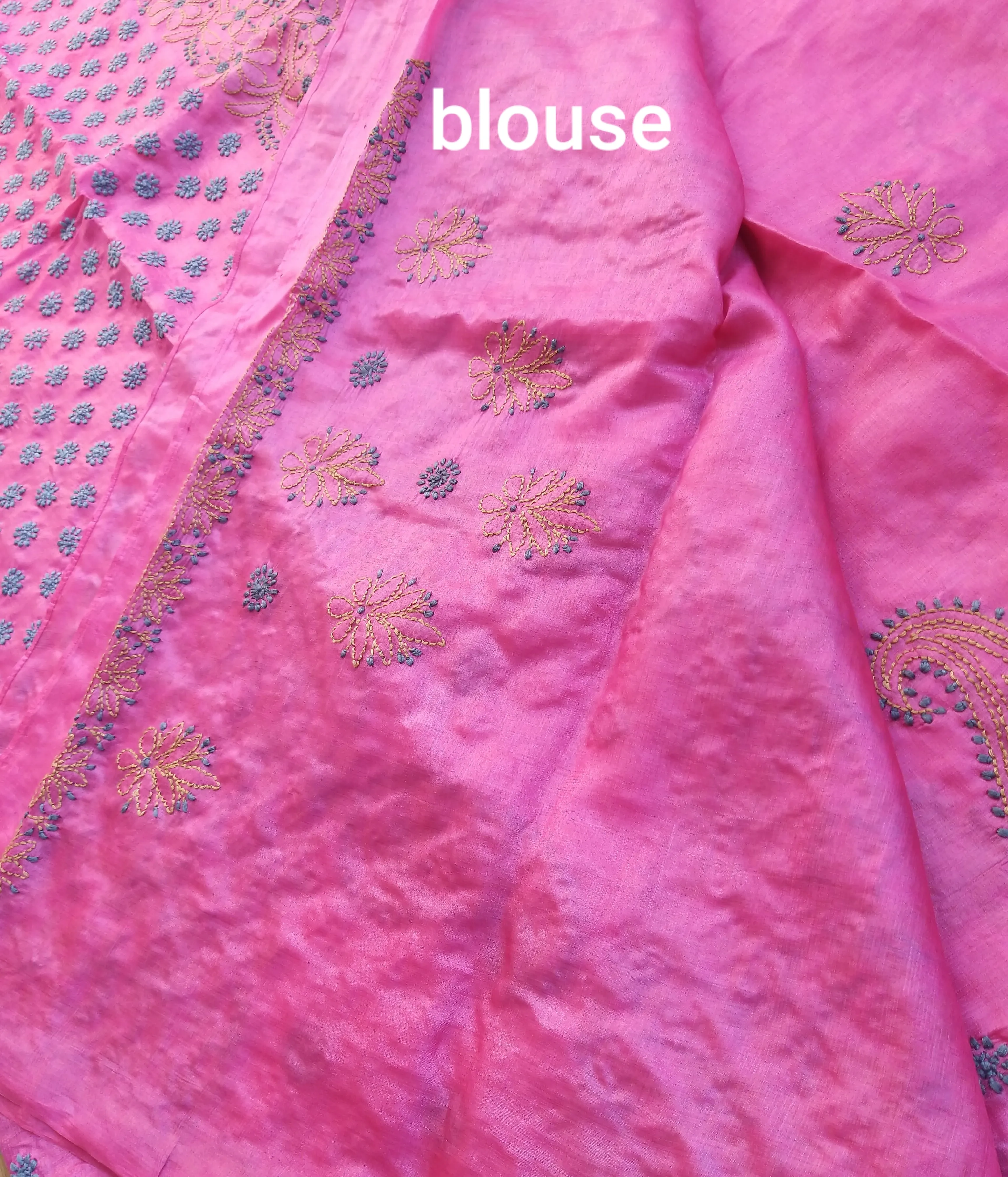 CHIKANKARI TUSSAR SILK SAREE