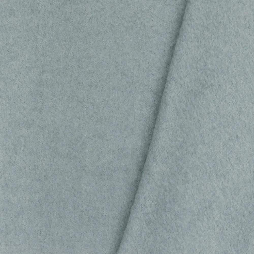 Dusty Blue Textured Poly-Wool Brushed Knit Fabric