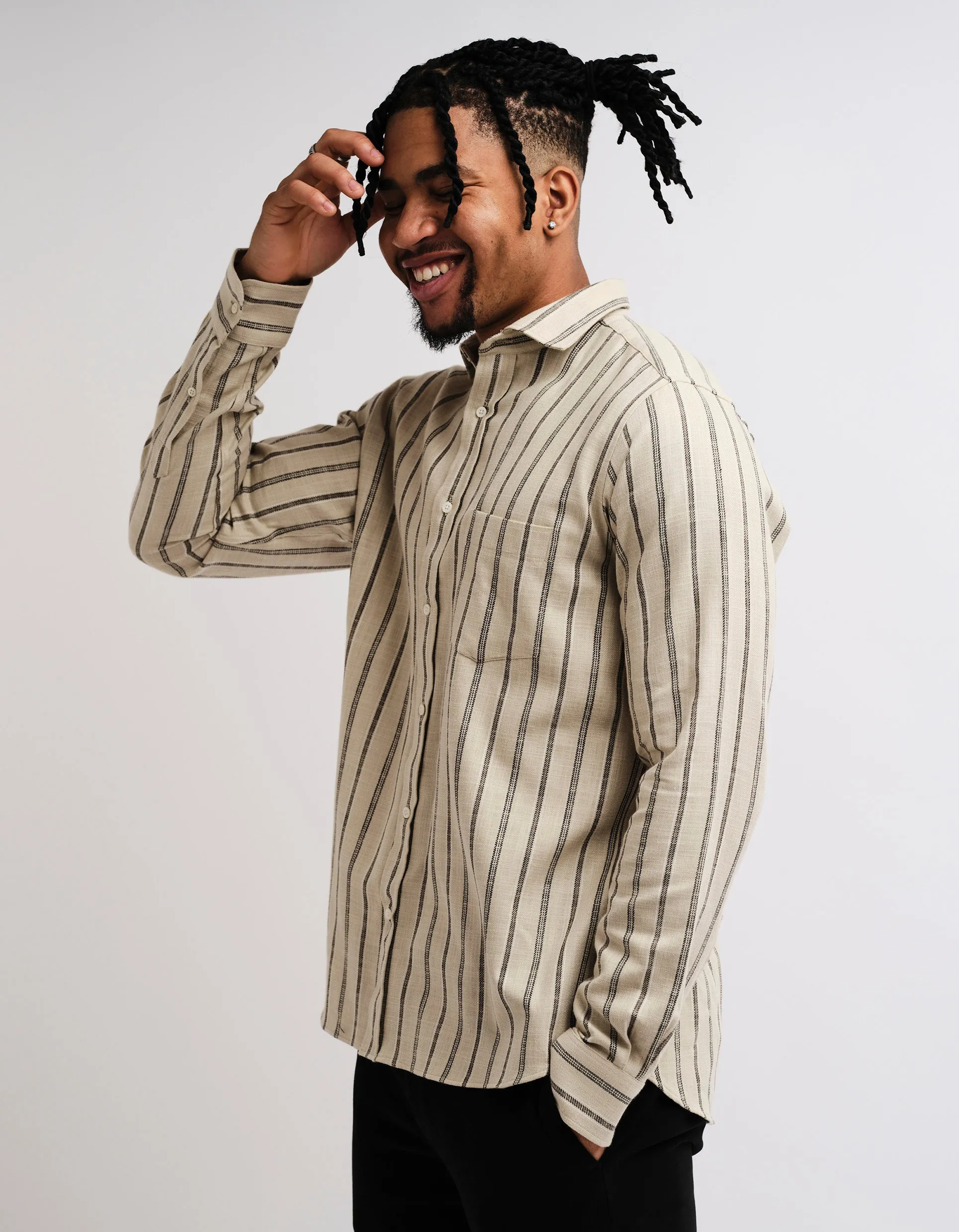 Ecru Casual Stripe Shirt