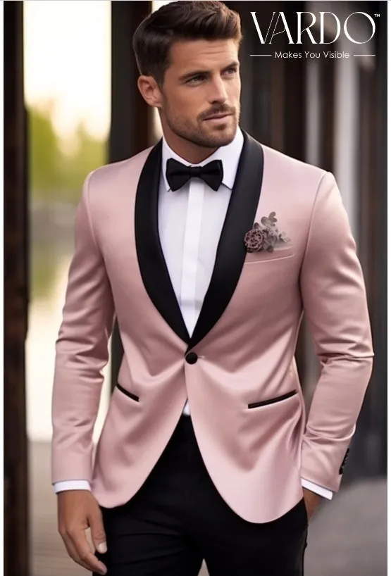 Elegant Light Pink Tuxedo Jacket for Men - Formal Wedding, Prom, and Special Occasion Attire - Tailored Suit - The Rising Sun store, Vardo