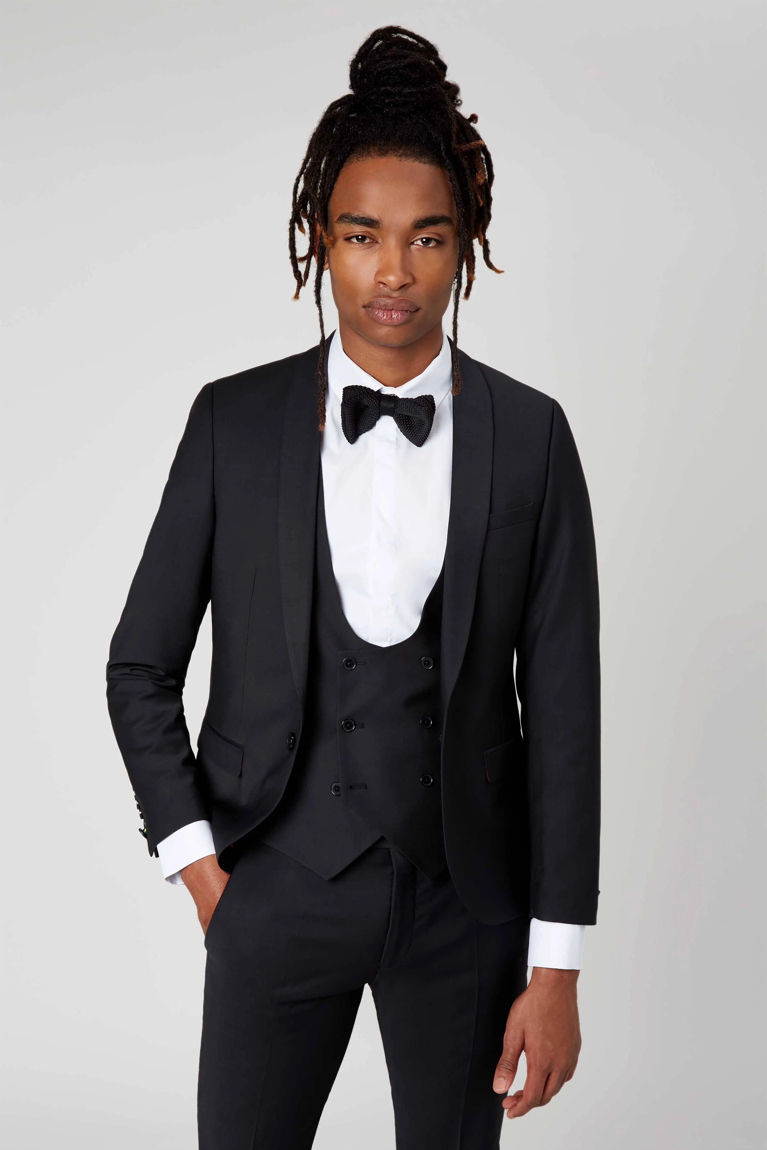 Ellroy Skinny Fit Black Wool Suit