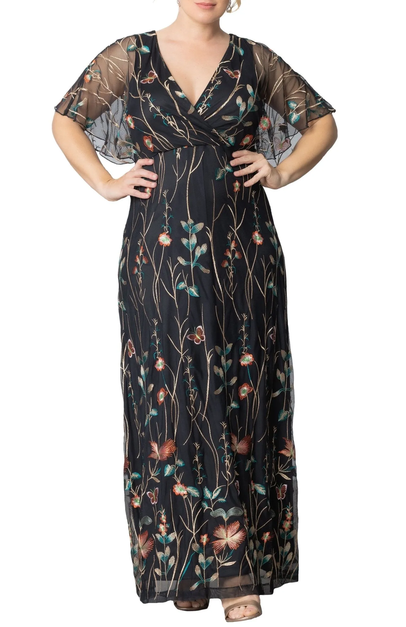 Embroidered Elegance Evening Gown - Plus