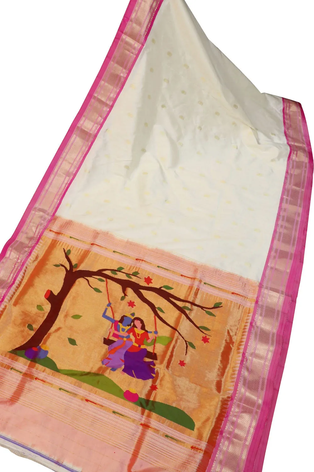 Exquisite Off White Paithani Silk Saree