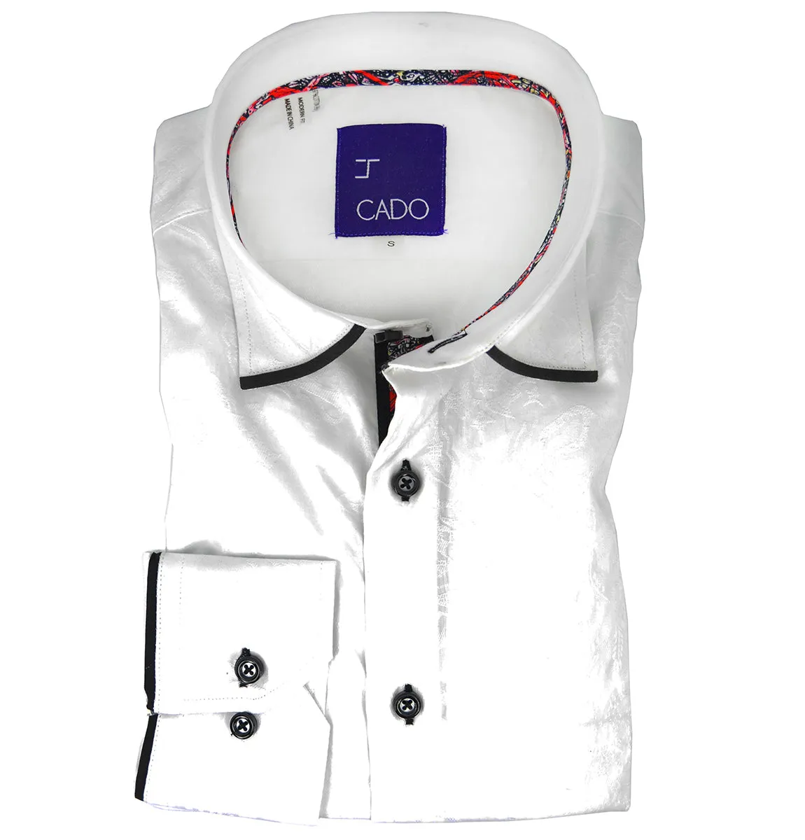 Formal White on White Patterned Dress Shirt