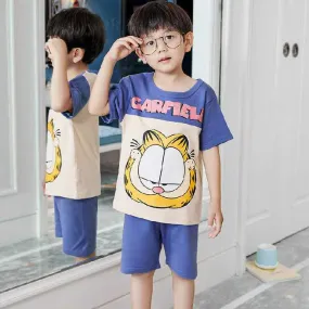 GARFIELD T-SHIRT & SHORTS - BLUE