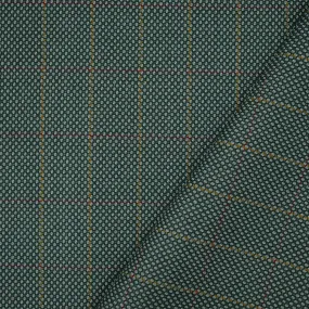 Gray-Burgundy-Multi Wool Polyester Check Dobby Woven Suiting Fabric