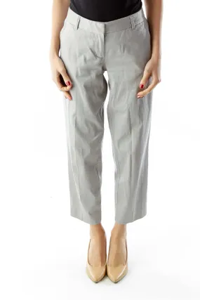 Gray Cropped Straight-Leg City Fit Pants