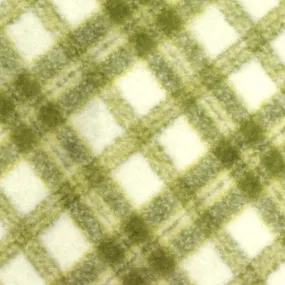 Green-Multi Famous Designer Brush Textured Plaid Stretch Wool-Poly Knit Fabric