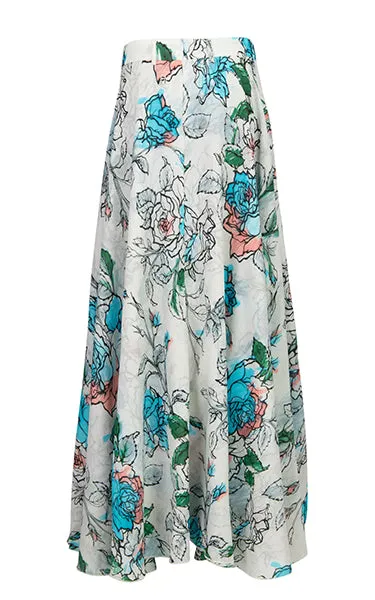 Hannes Roether Blue Print Full Skirt