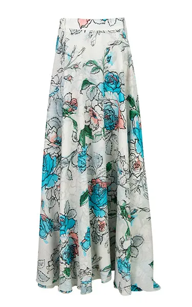 Hannes Roether Blue Print Full Skirt