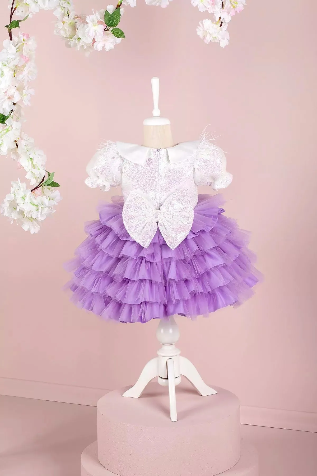 Helena White & Lilac Party Dress