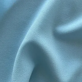 High-End April Sky Blue Selvedged Wool Crepe (Made in Italy)