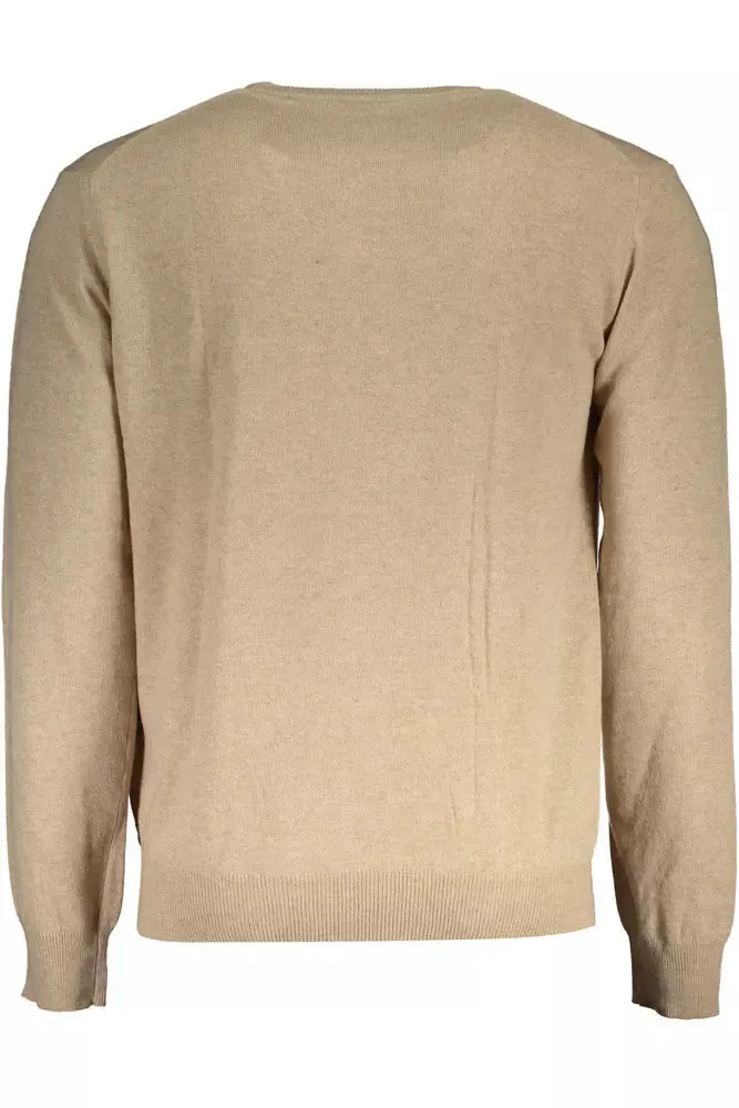 La Martina "Beige Wool Men Sweater Classic Comfort Knitwear"