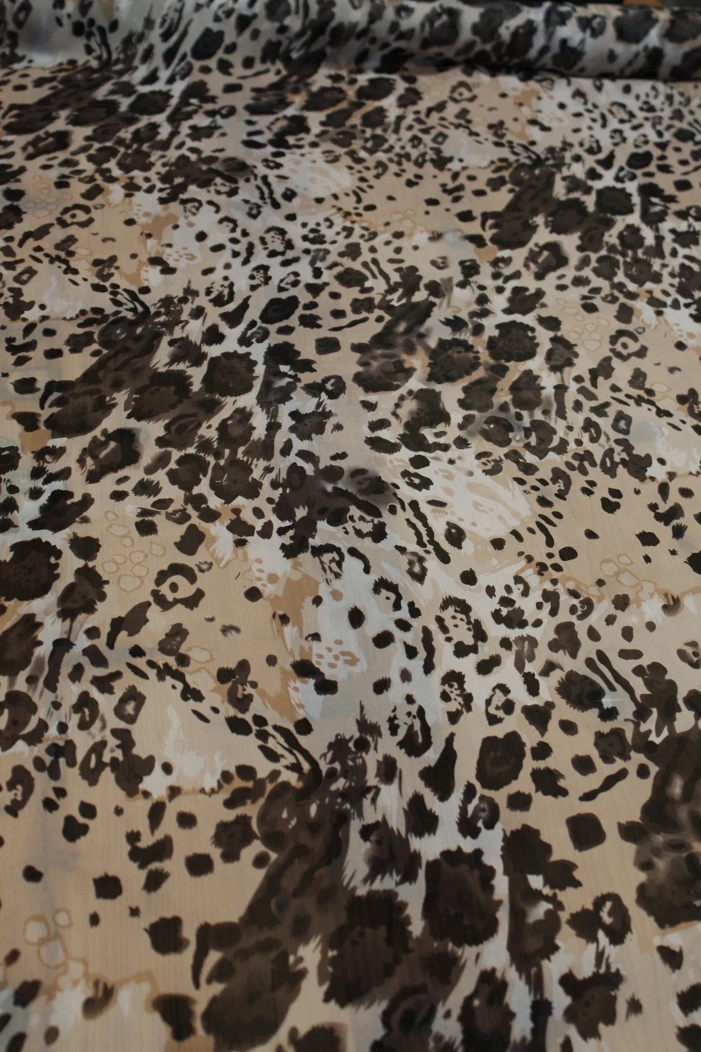 Leopard Peach Silk Chiffon